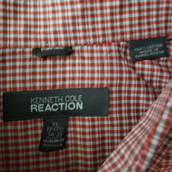 KENNETH COLE Long Sleeve Shirt Orange/grey XL - Picture 3 of 7